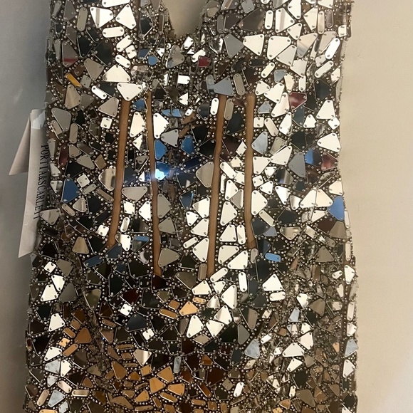 Portia and Scarlett Strapless Sequin Dress in Silver and Black - Picture 4 of 4